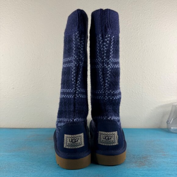 UGG Australia 'Jasper' Plaid Boots Knit Purple Blue S/N 1963 Toddler Sz 11 - Picture 4 of 8